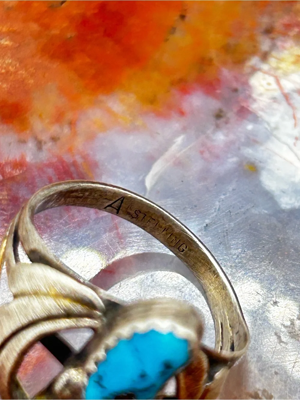Southwest Sterling Silver Turquoise Ring - Size 6